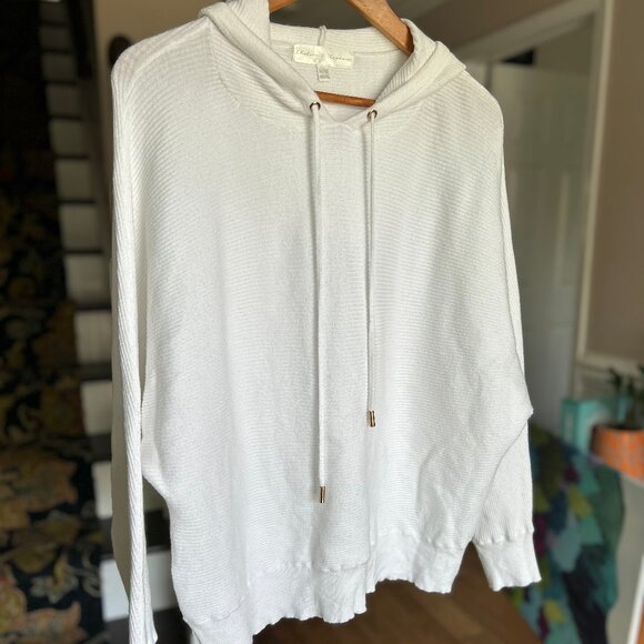 Chelsea & Theodore Super Soft Ivory Relaxed Long Sleeved Knit Hoodie Size XL - Picture 9 of 9